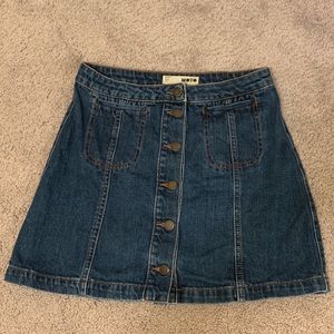 Topshop Moto button front jean skirt